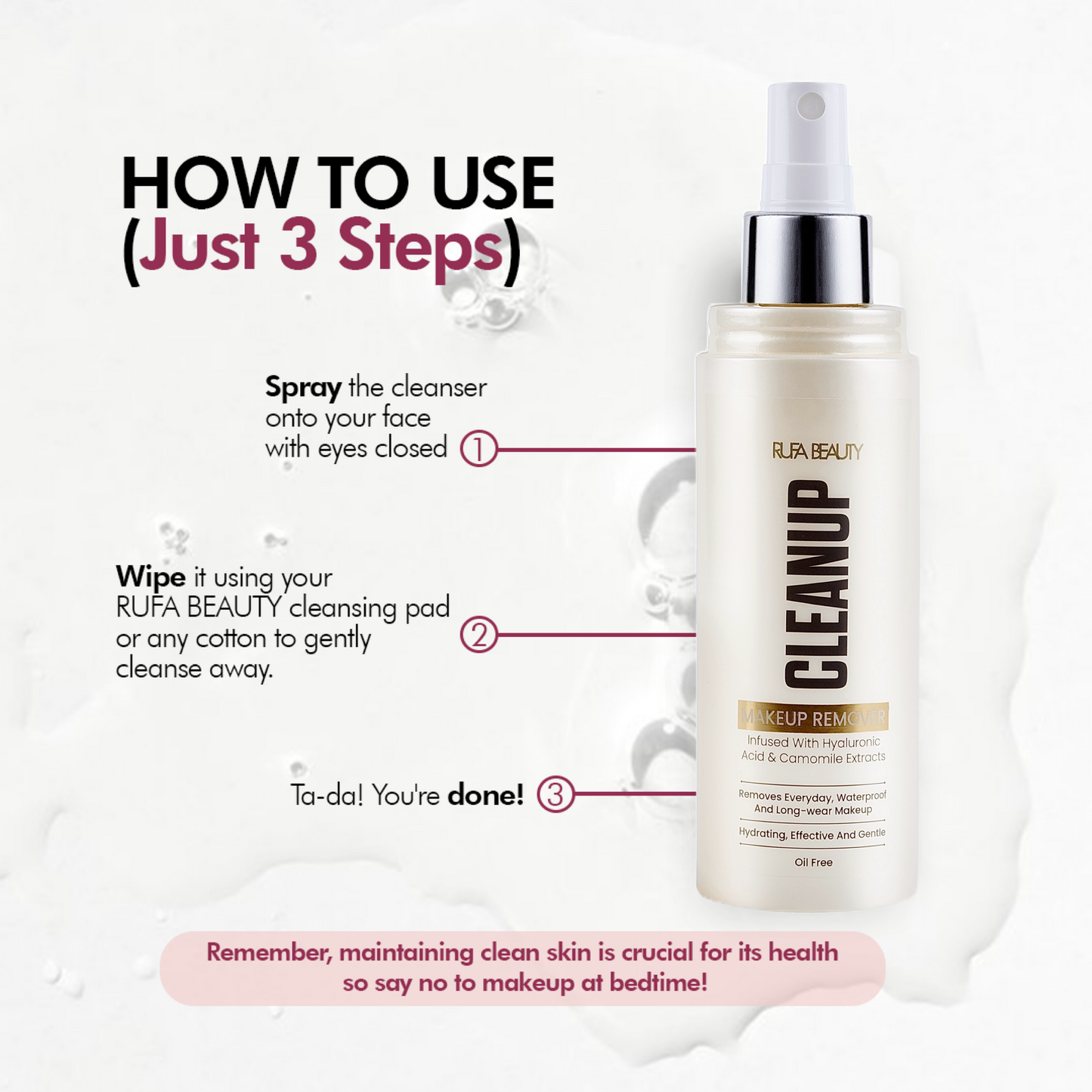 CLEANUP Spray Makeup Remover + FREE Cleansing Pad