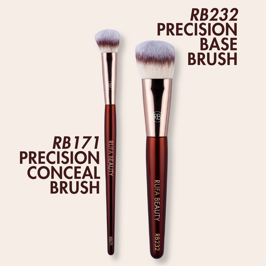 Angular/angle shaped Foundation and concealer brushes by Rufa beauty 